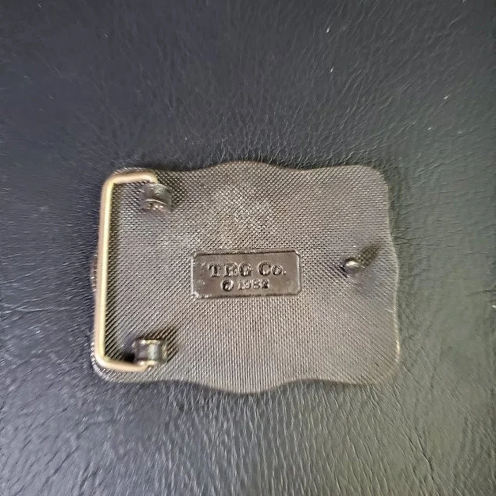 Vintage 1982 Old Town Spring Texas Train Belt Buckle TRG Co Brass Tone Western